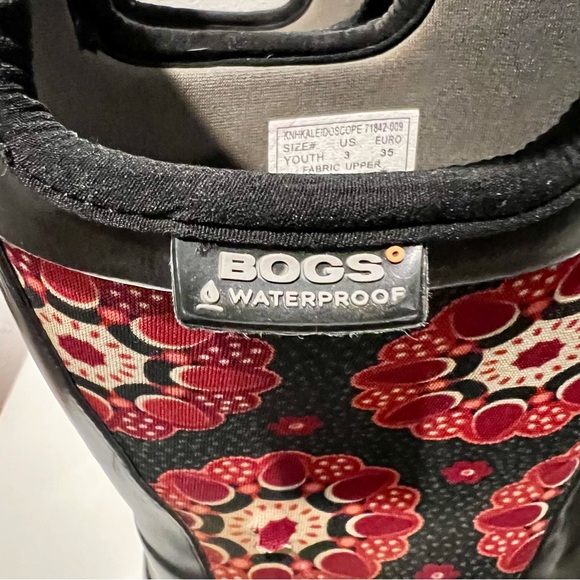 BOGS Kids Classic Waterproof Kaleidoscope Rain Boots Red Black Size 3 Youth - Picture 6 of 8
